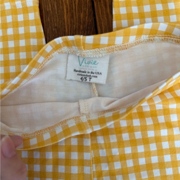 Vivie And Ash Yellow Gingham Girls Leggings Size 4/5T - Picture 3 of 4